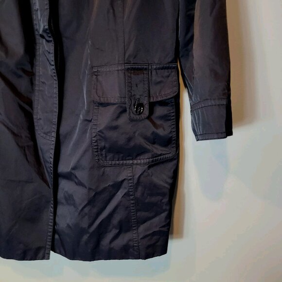 Talbots Coat Womens Sz 24W Nylon Lined Button Front Trench Rain Jacket Black - Picture 3 of 8